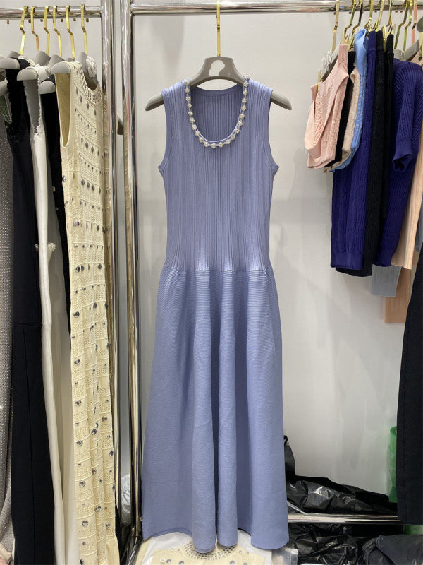 Solid Patchwork Diamonds Long Dress