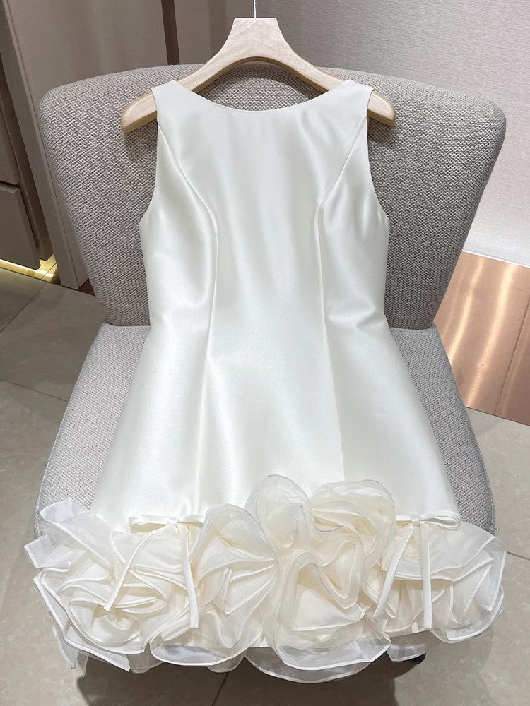 Patchwork Mesh Bowknot Mini Dress