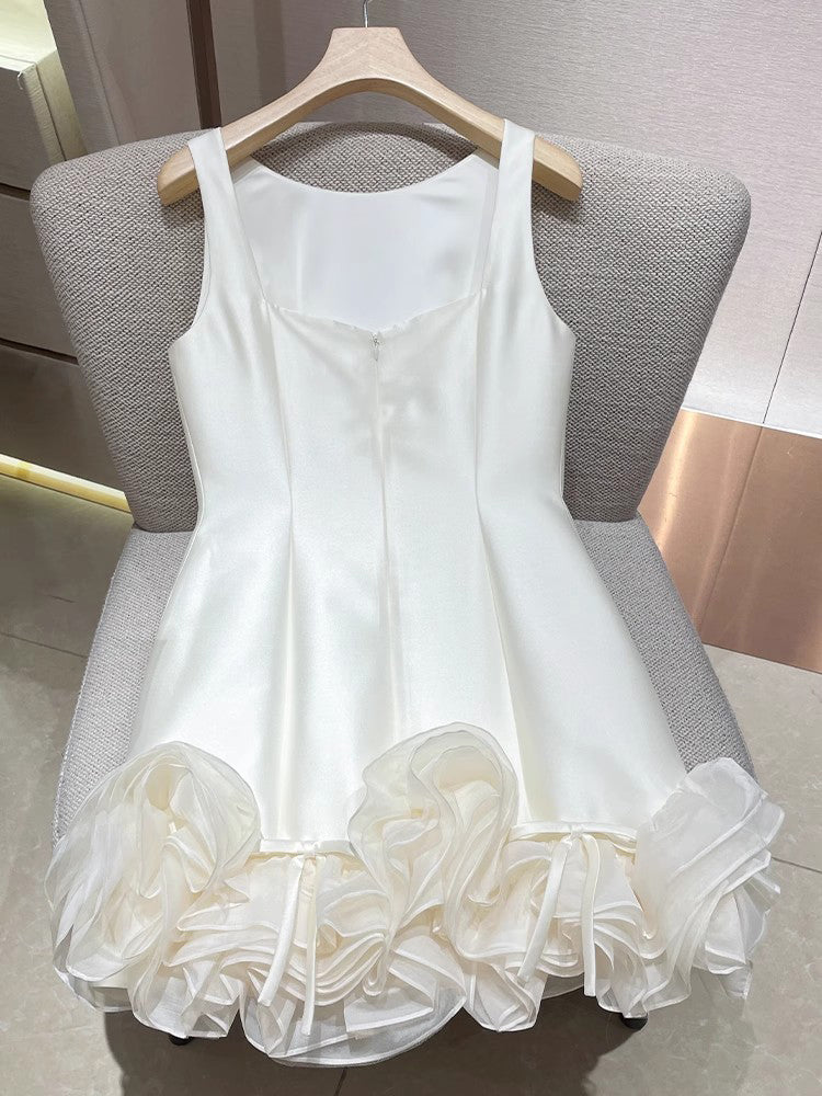 Patchwork Mesh Bowknot Mini Dress