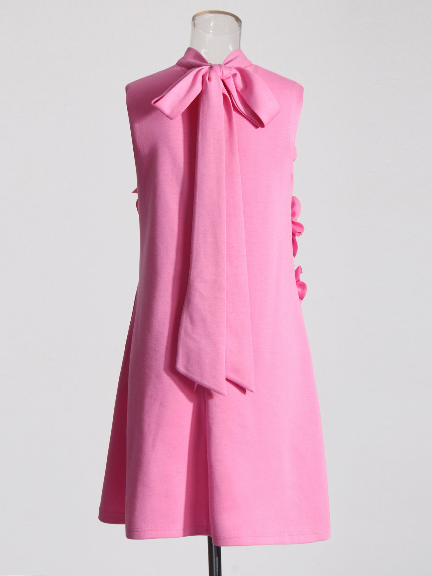 Pink 3D Floral High Neck Mini Dress