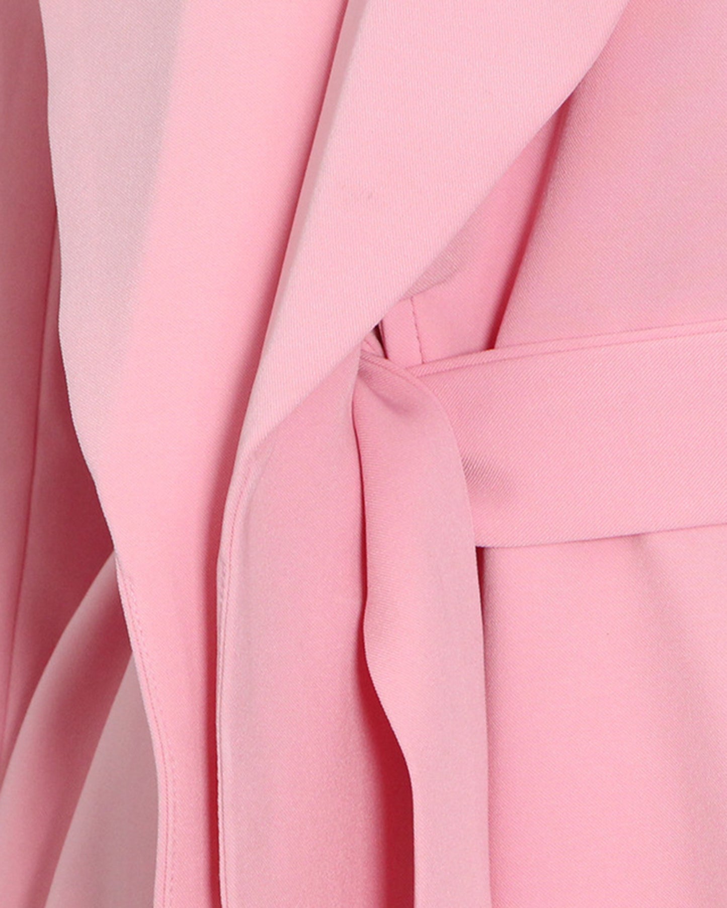 Pink Belted Solid Lapel Peplum Blazer