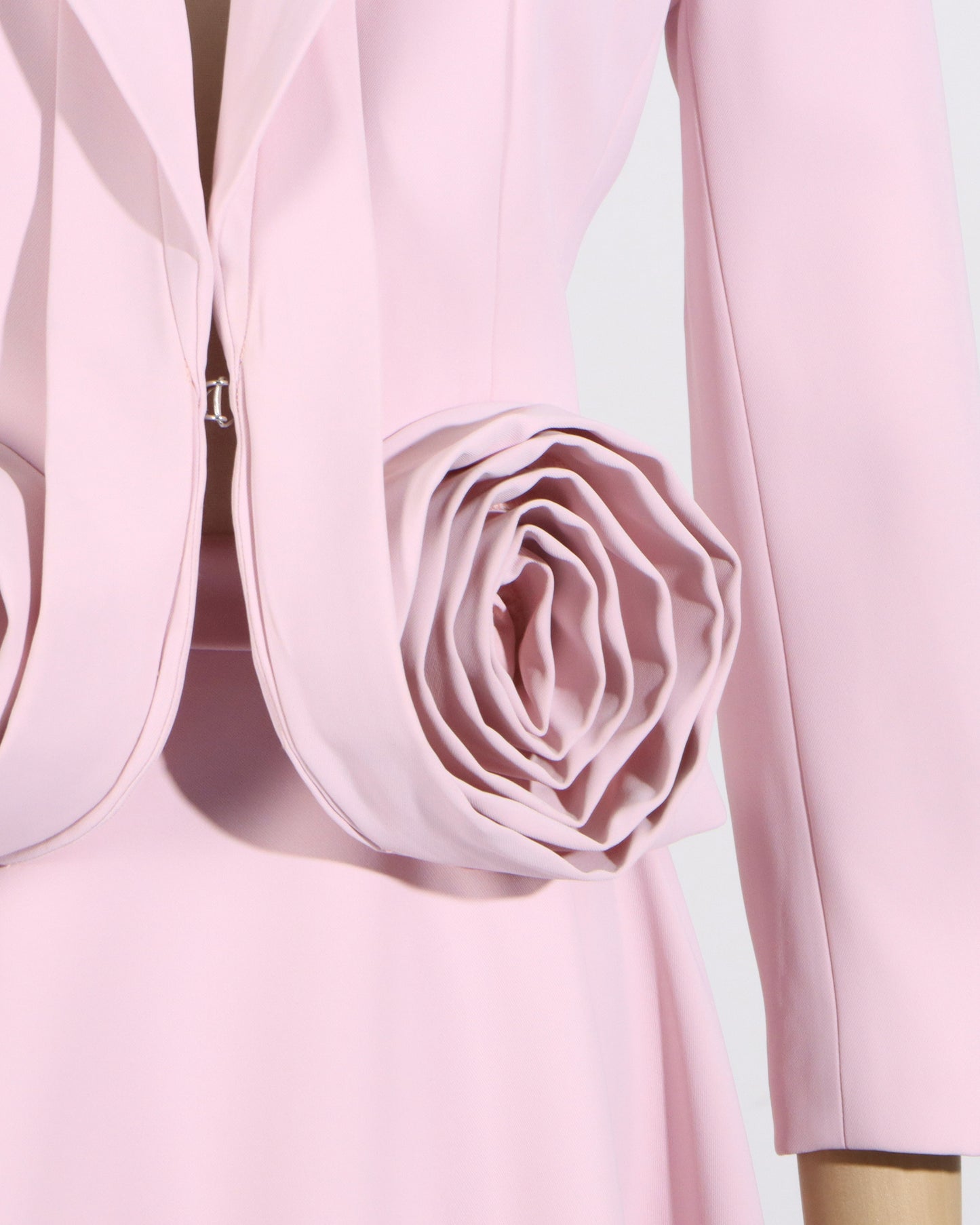 Pink Blazer with 3D Rose Accents