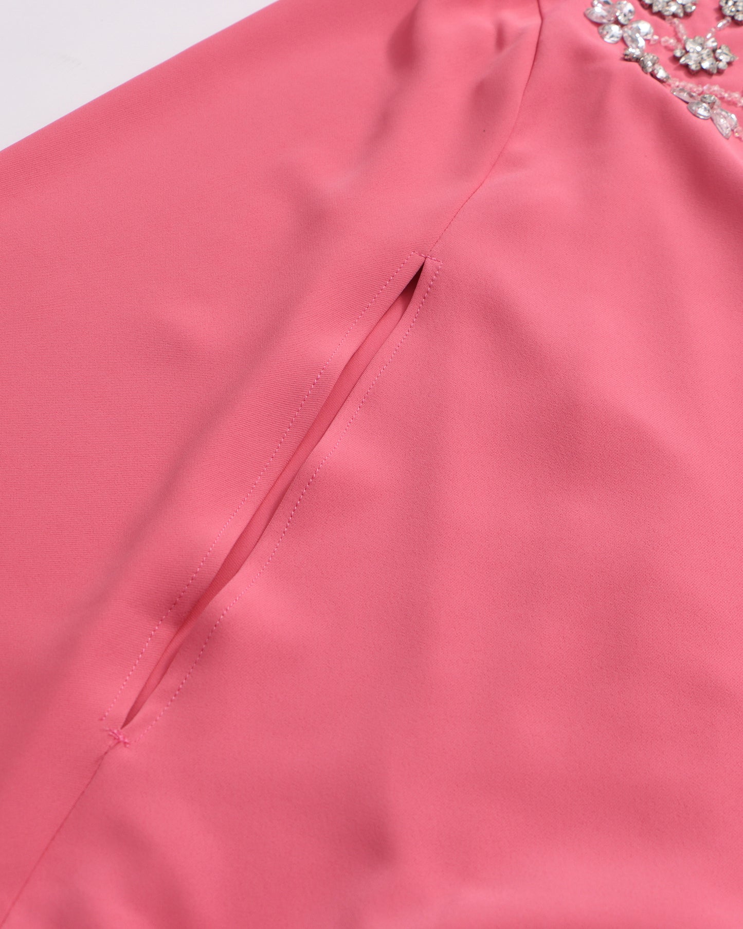 Pink Cape Gown with Embellished Neckline