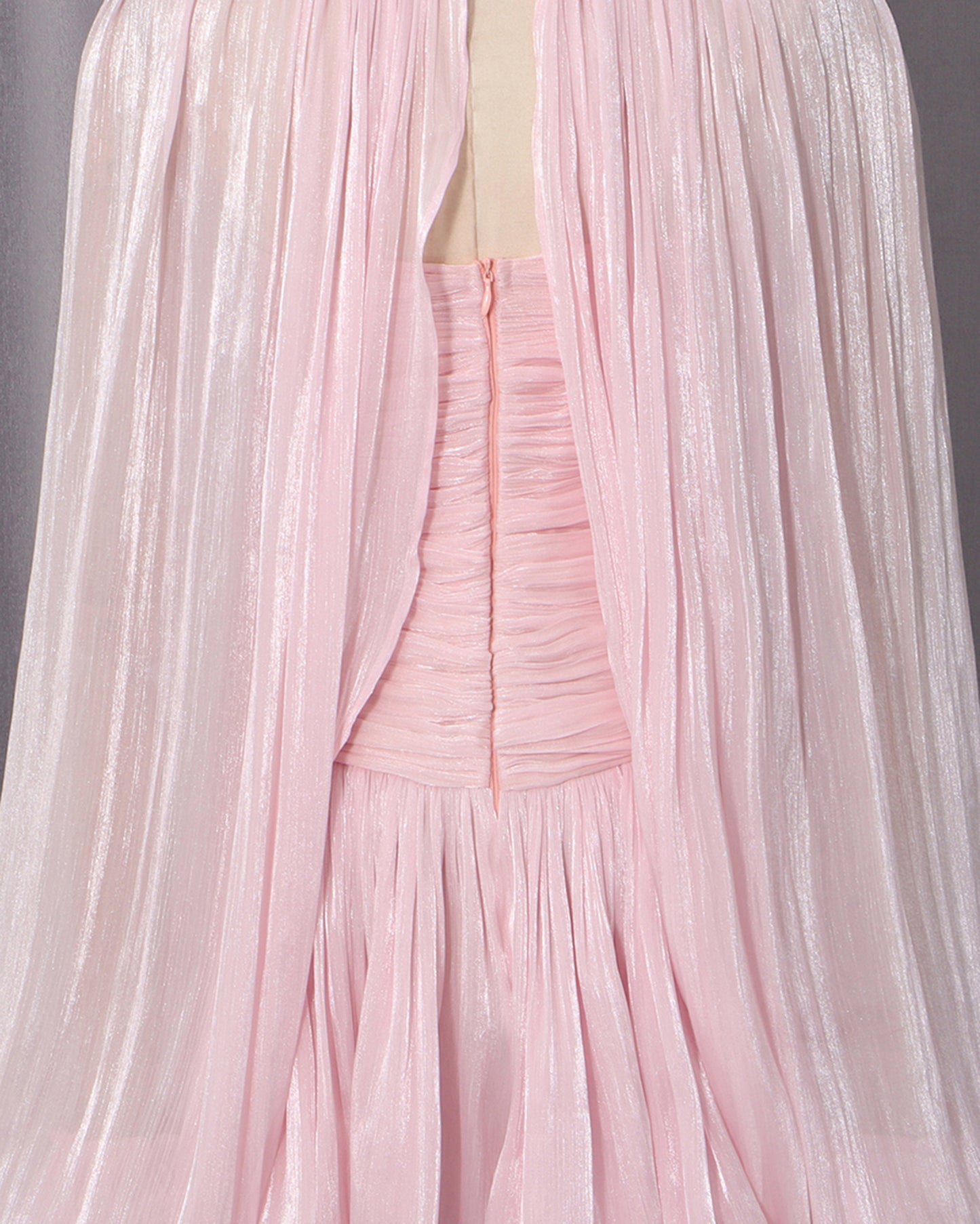 Pink Cape & Strapless Dress Two-Piece Set