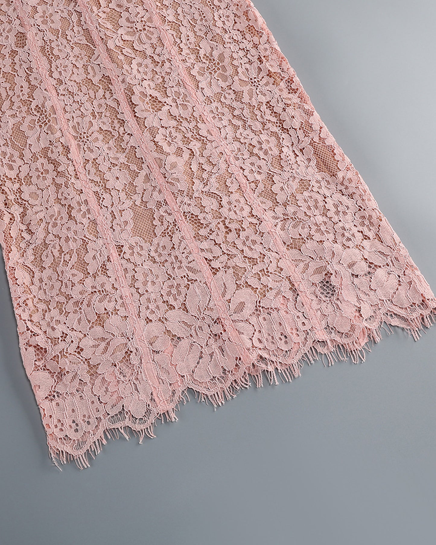 Pink Lace Corset Midi Slip Dress