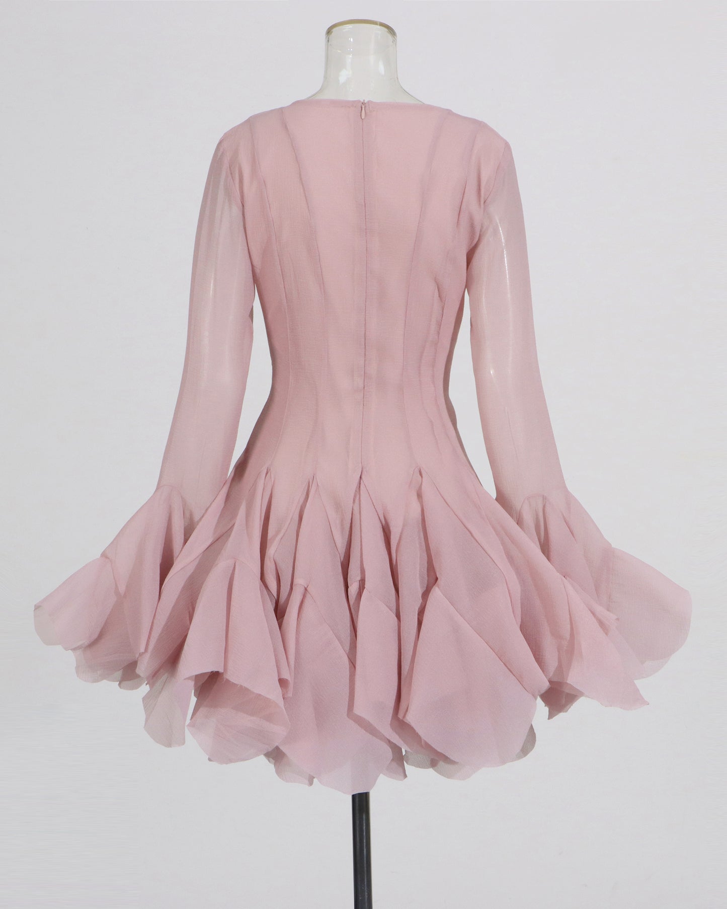 Pink Ruffle Hem Mini Dress