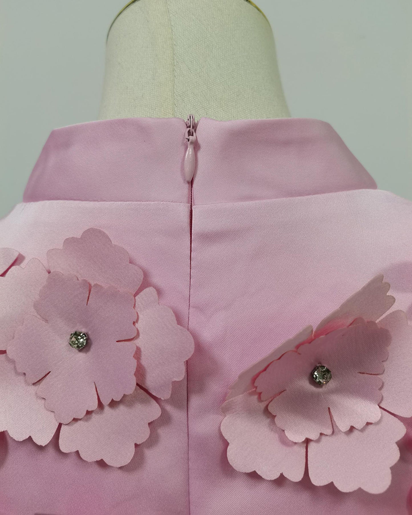 Pink Sleeveless Dress with 3D Floral Embellishments
