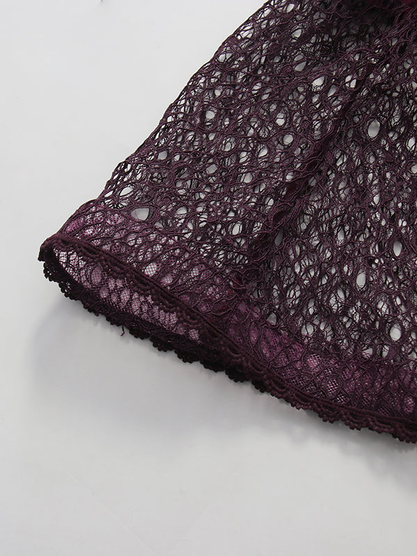 Purple Strapless Lace Multi-Layer Tiered Evening Dress