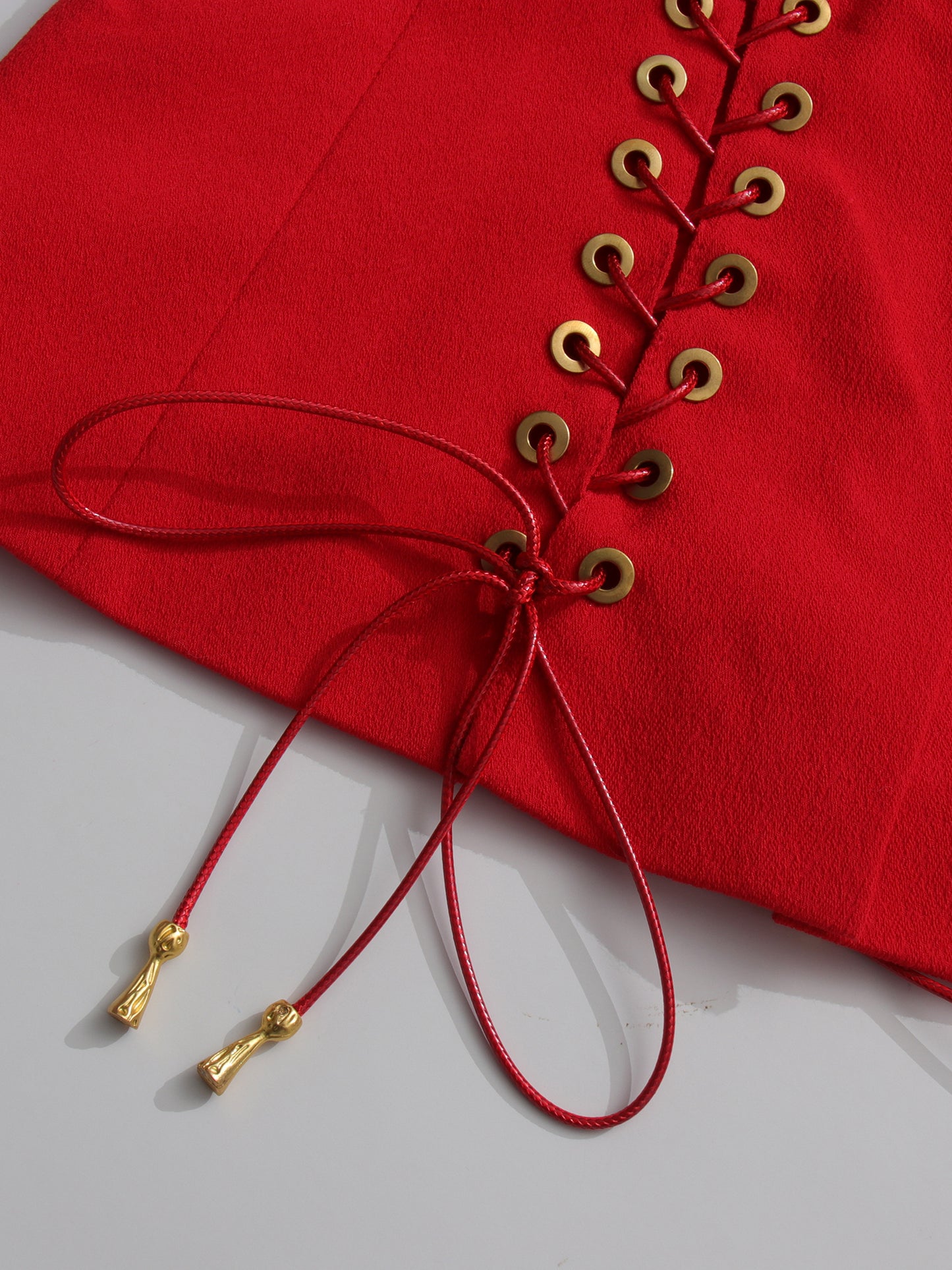 Red Blazer with Unique Button & Drawstring Detailing