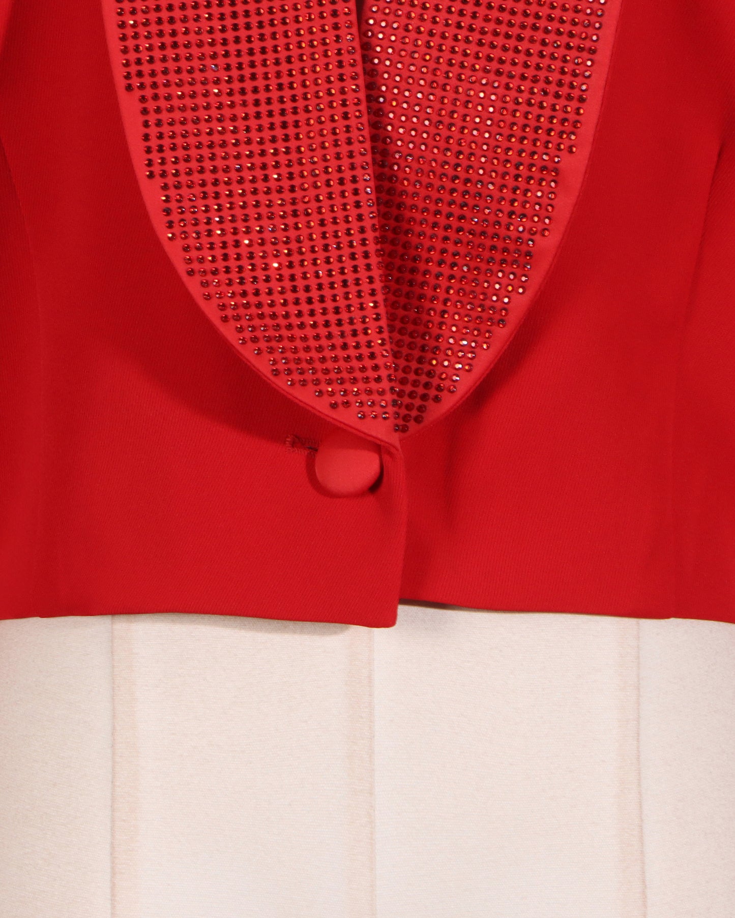 Red Rhinestone Lapel Cropped Blazer