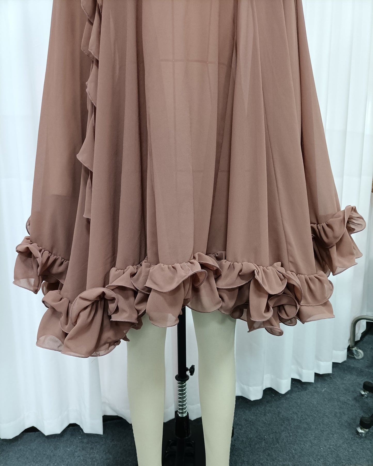 Redbeanpink Spliced Flower Ruffle Loose Mini Dress