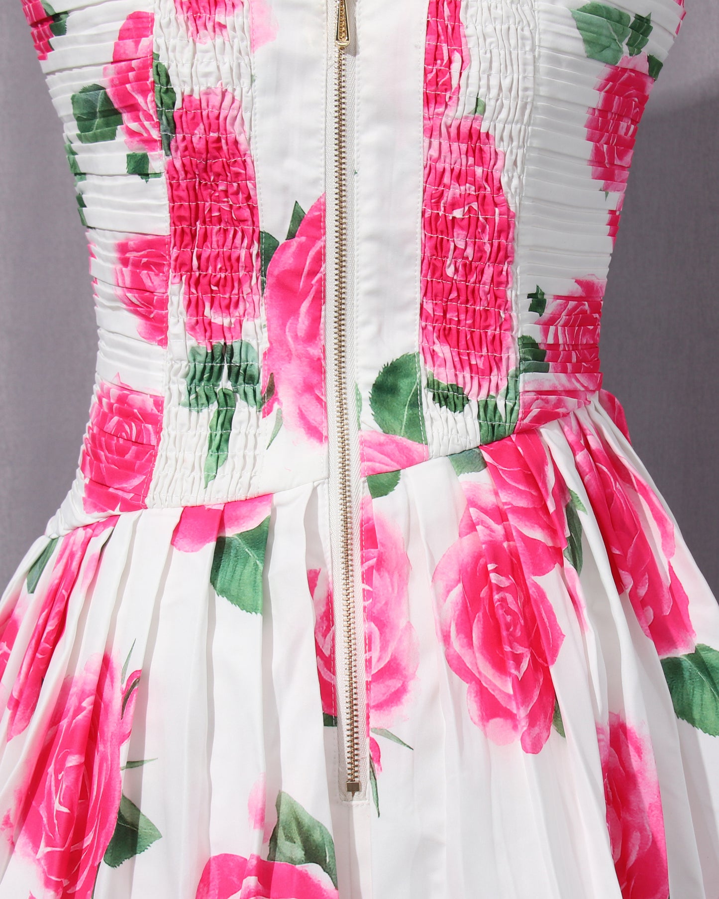 Rose Print Strapless Mini Dress