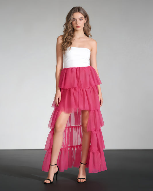 Rose Tiered Tulle Maxi Skirt