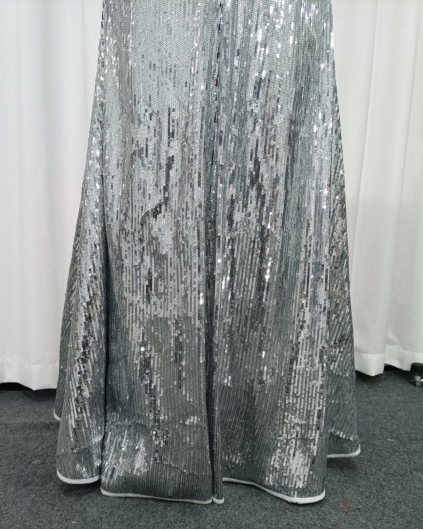 Silver Halter Sleeveless Sequin Mermaid Maxi Dress