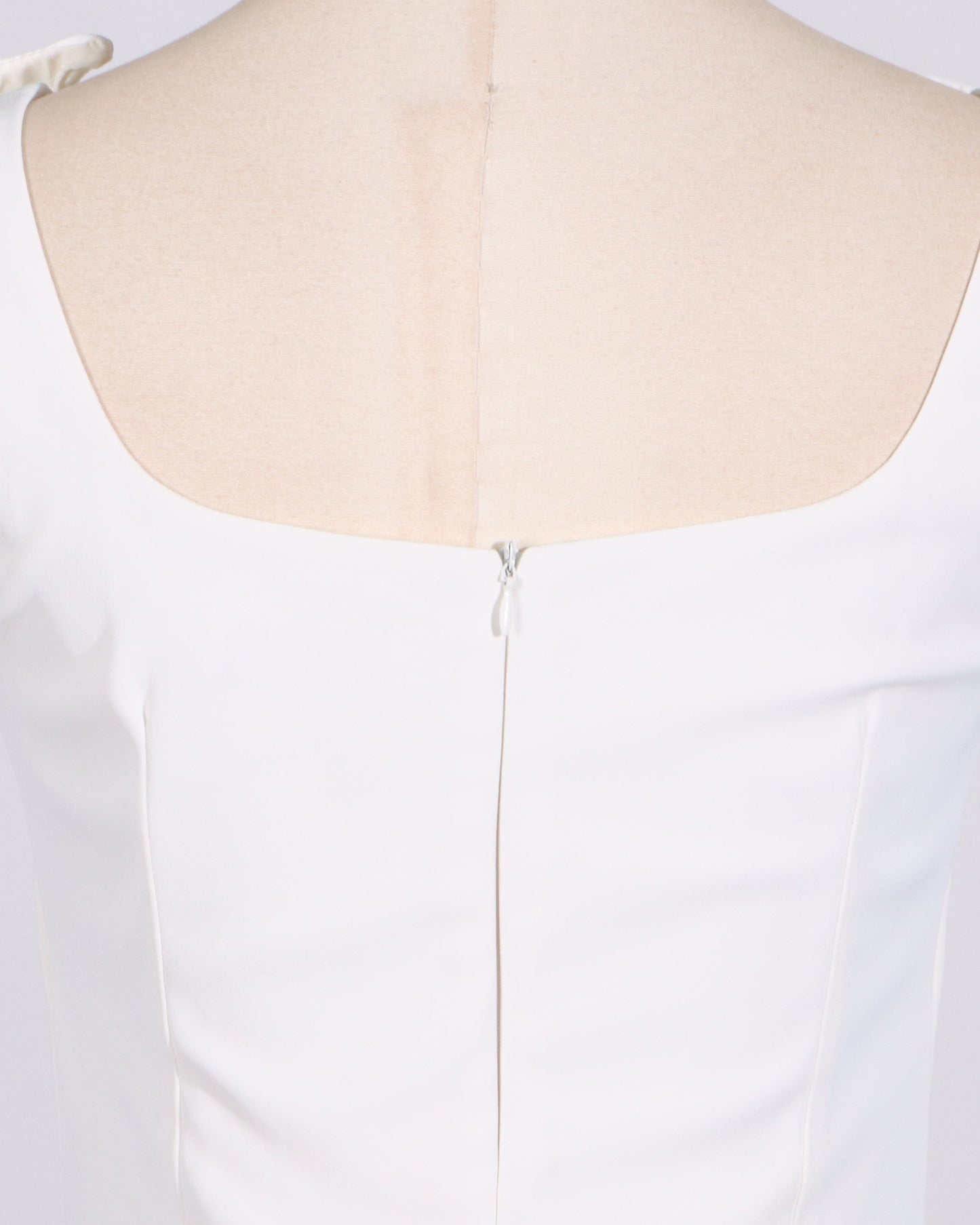 White 3D Floral Neckline Midi Dress