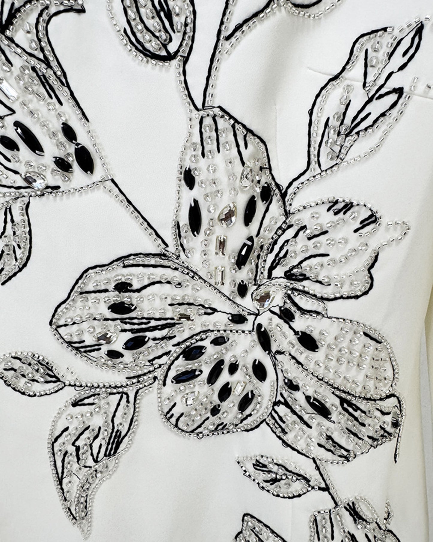 White Beaded Floral Mermaid Gown