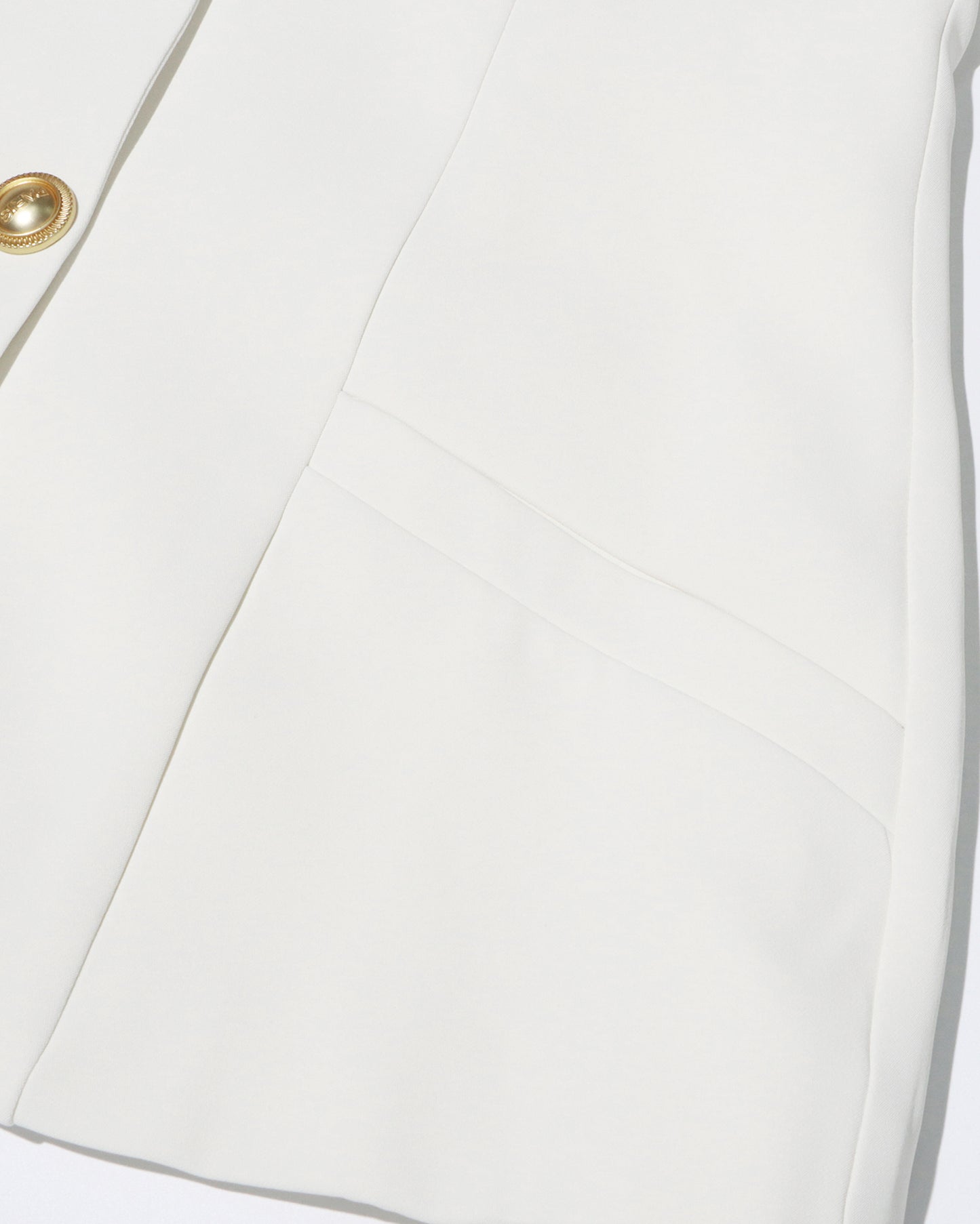White Blazer with Gold Buttons & Asymmetric Sleeve