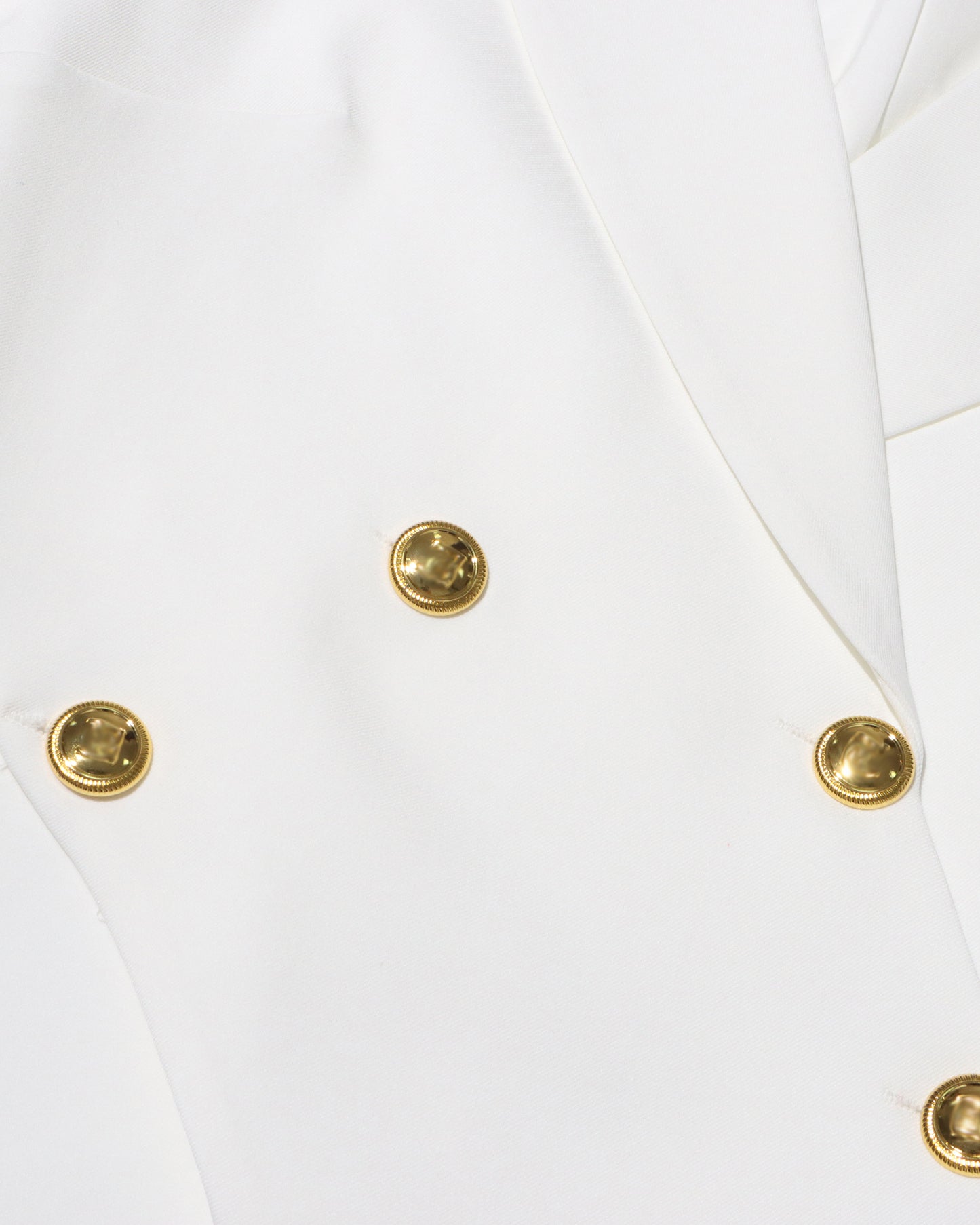 White Cropped Blazer with Gold Buttons
