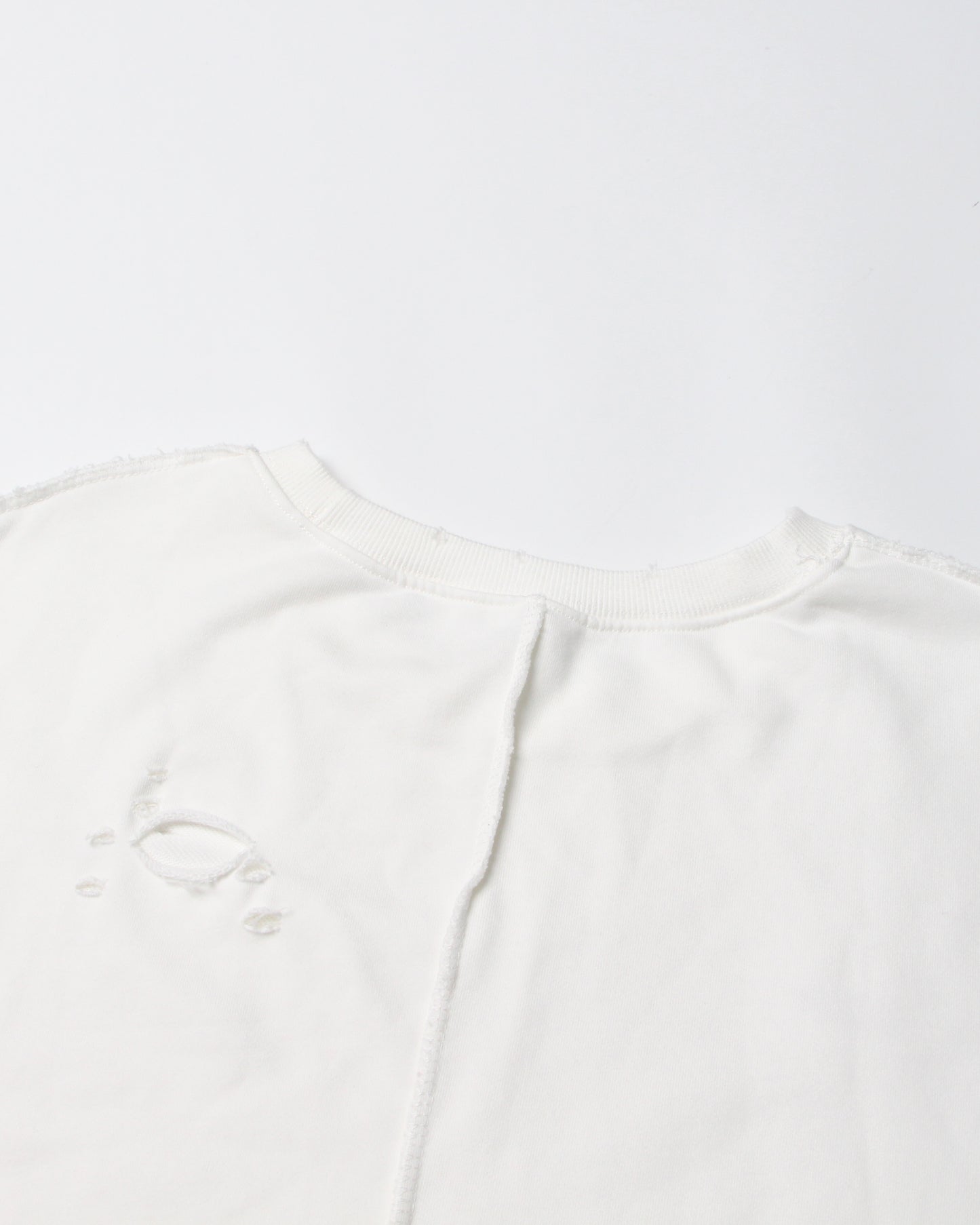 White Distressed Oversized Crewneck Sweatshirt