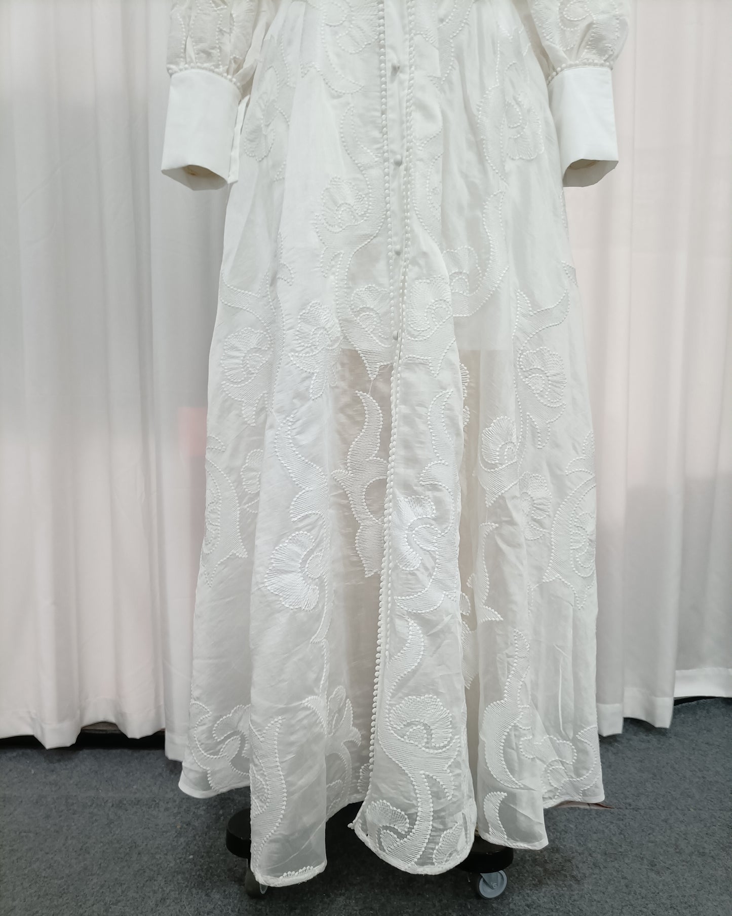 White Embroidered Long Sleeve Maxi Dress