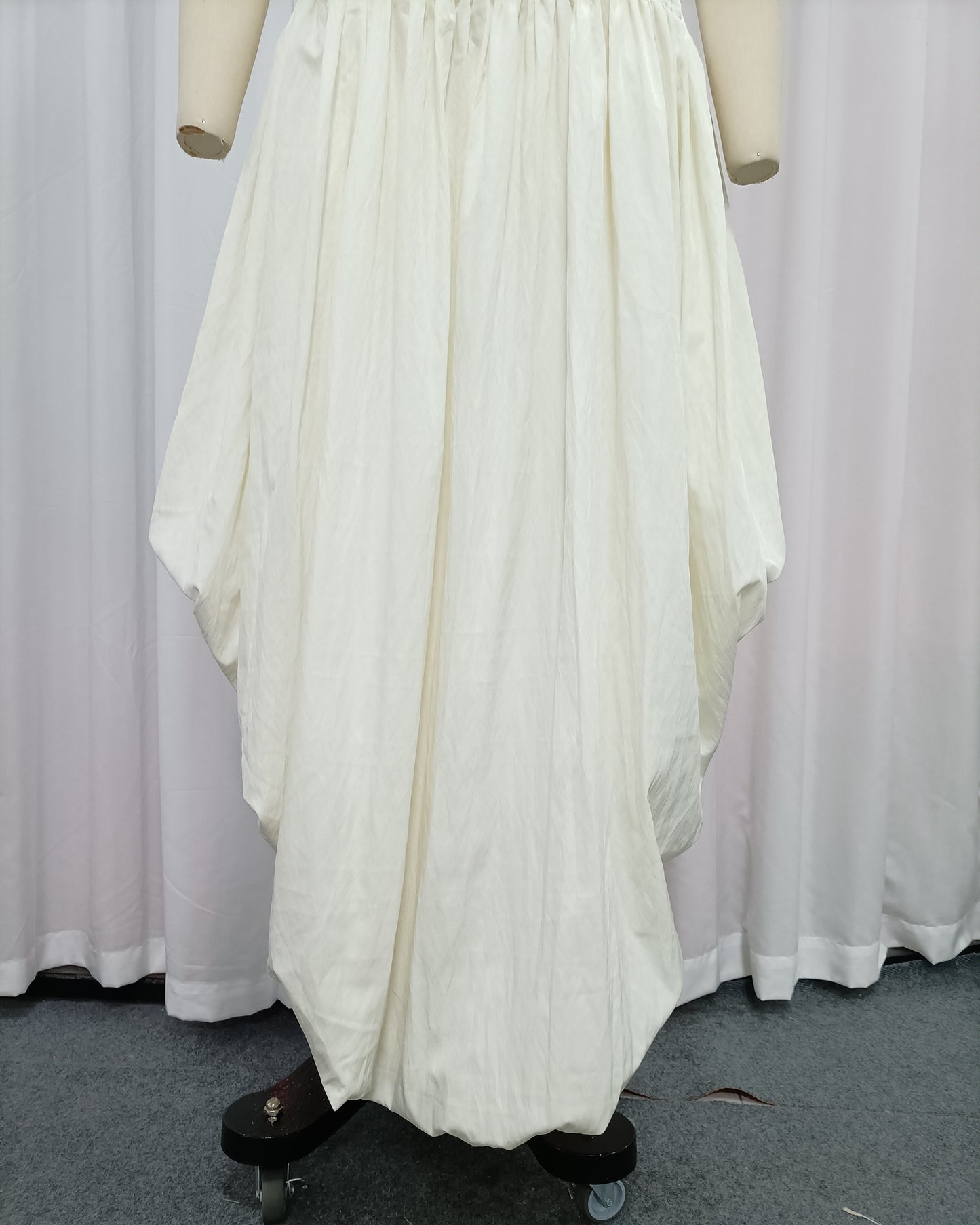 Beige High-Neck Sleeveless Asymmetric Balloon Dress