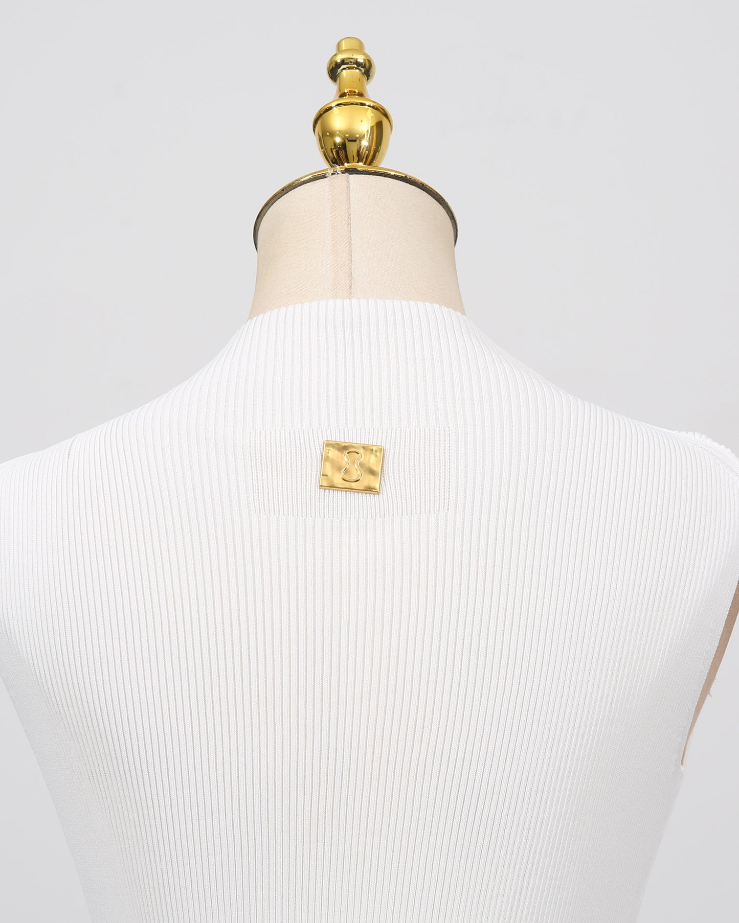 White Keyhole Sleeveless Knit Dress