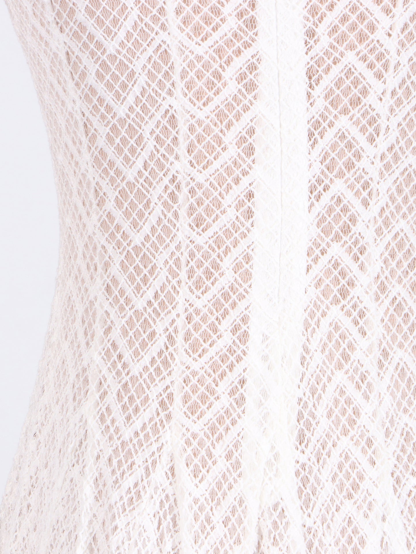 White Lace Maxi Dress with Long Sleeve & Sheer Design