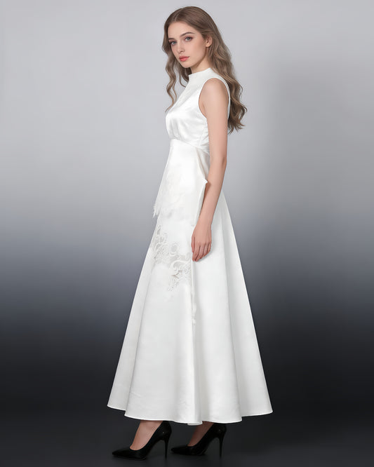 White Lace Peplum Top & Maxi Skirt Set