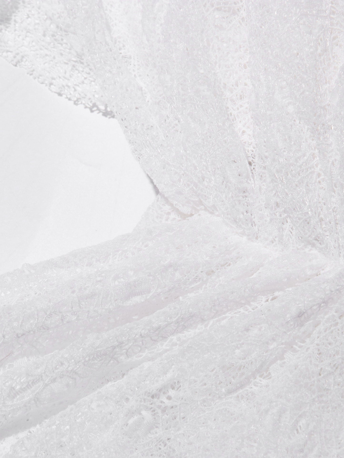 White Lace Ruffled Mini Dress with Puff Sleeves