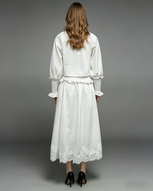 White Lace Trim Two-Piece Set