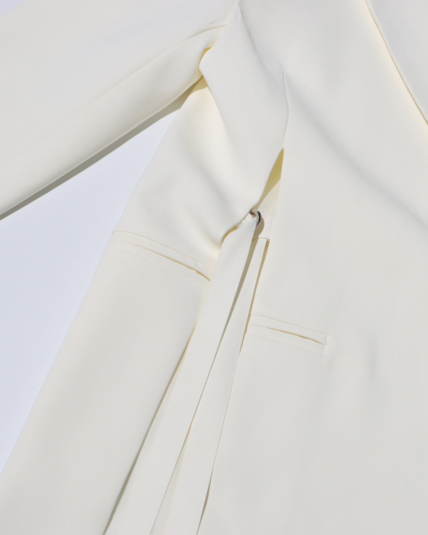 White Longline Blazer with Side Tassels