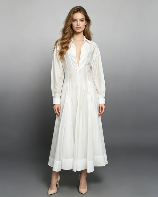 White Minimalist Tunic Shirt Dress
