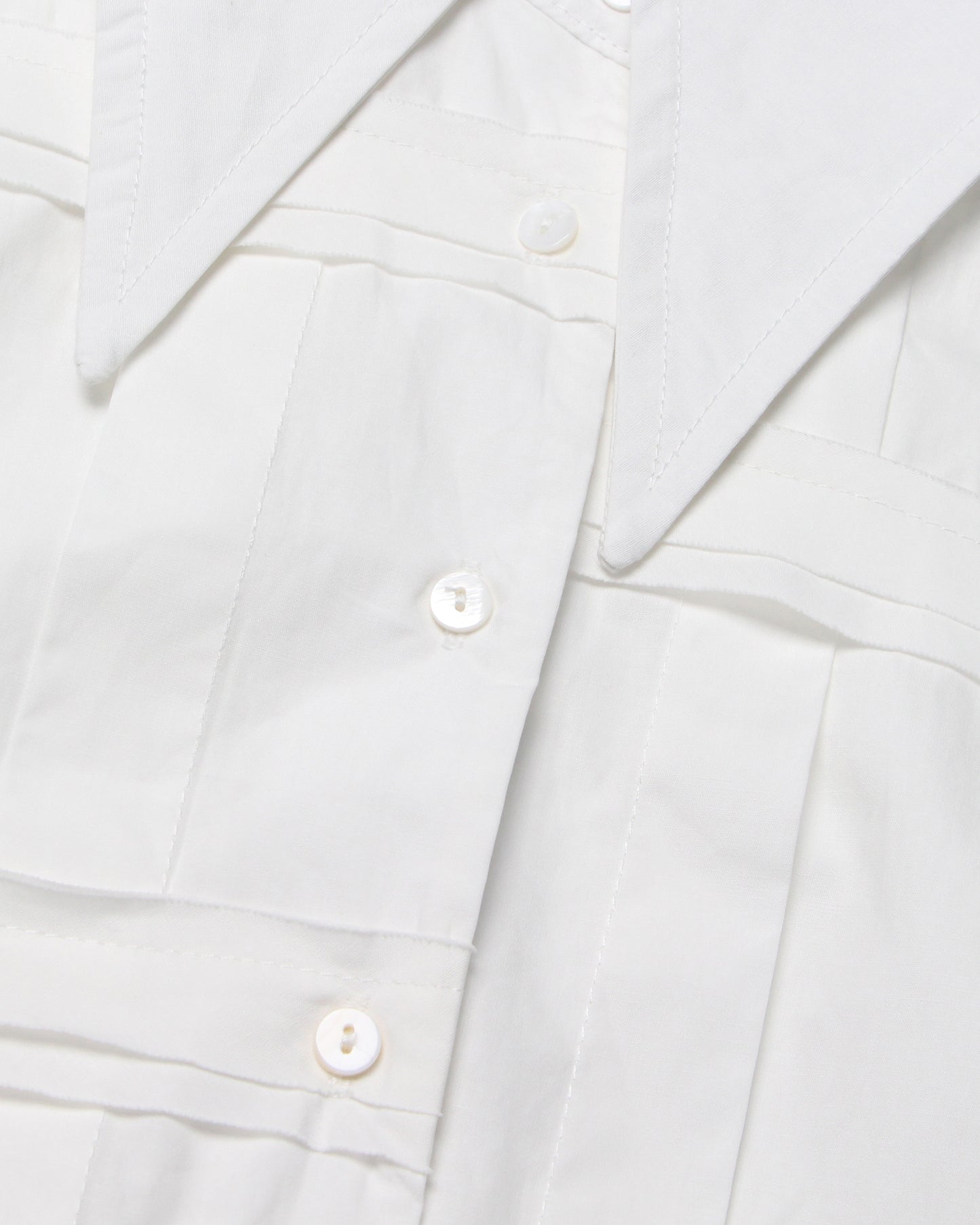 White Oversized Collar Blouse Puffy Sleeves