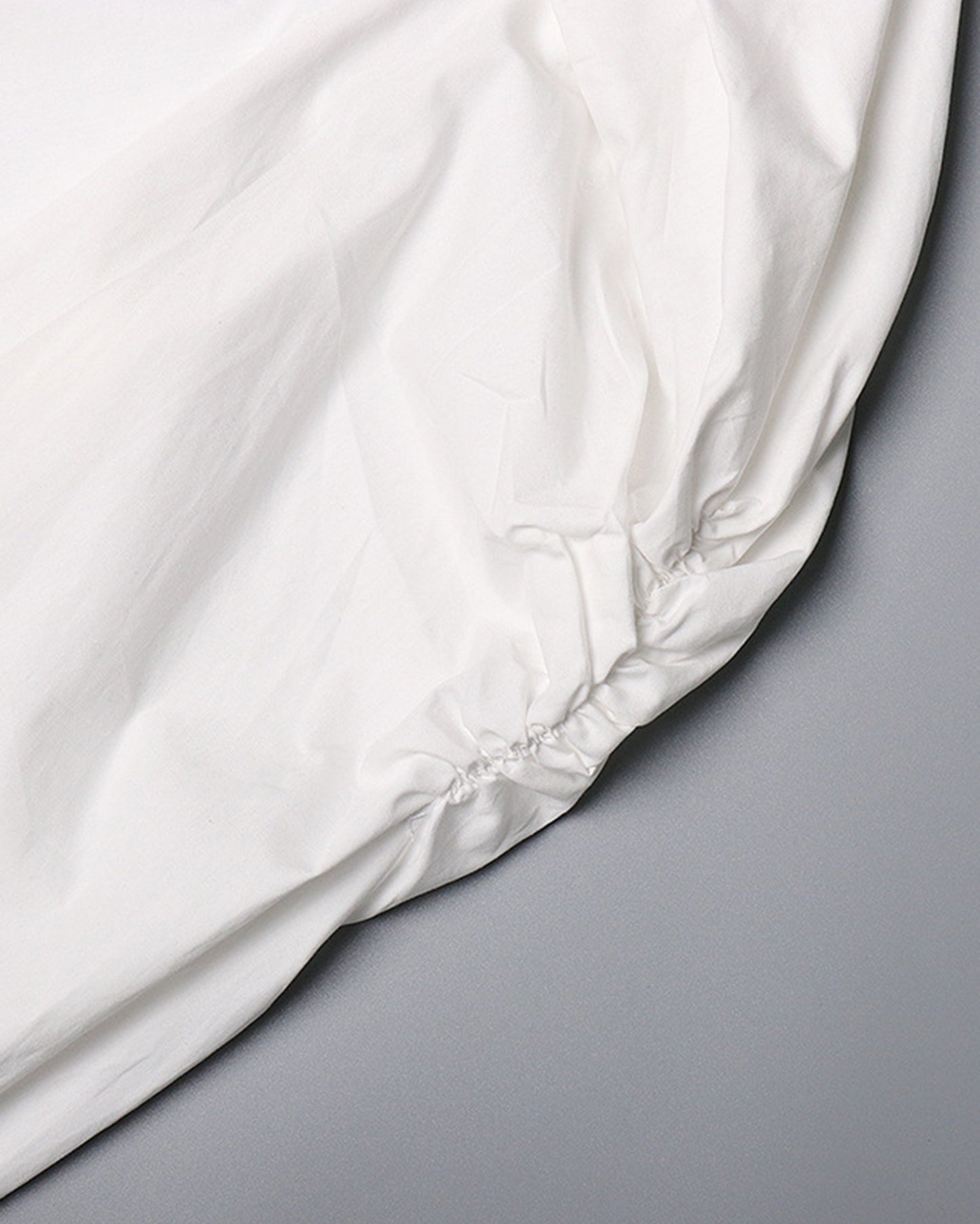 White Oversized Shirt with Ruched Puff Sleeves