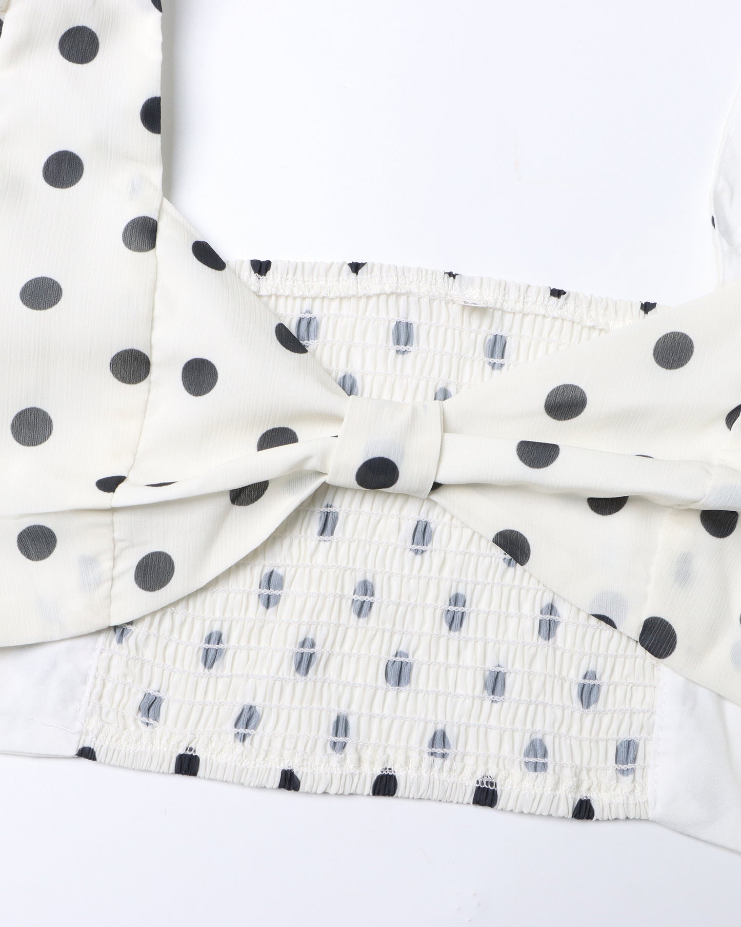 White Polka Dot Puff Sleeve Top & Skirt Set