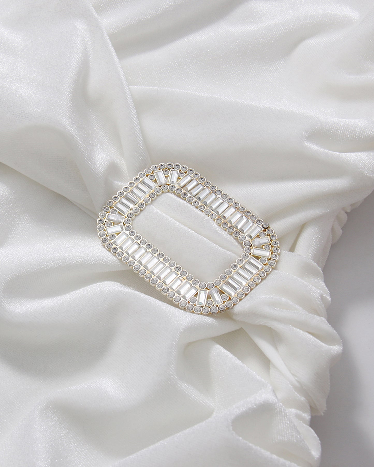 White Rhinestone Buckle Fitted Maxi Gown