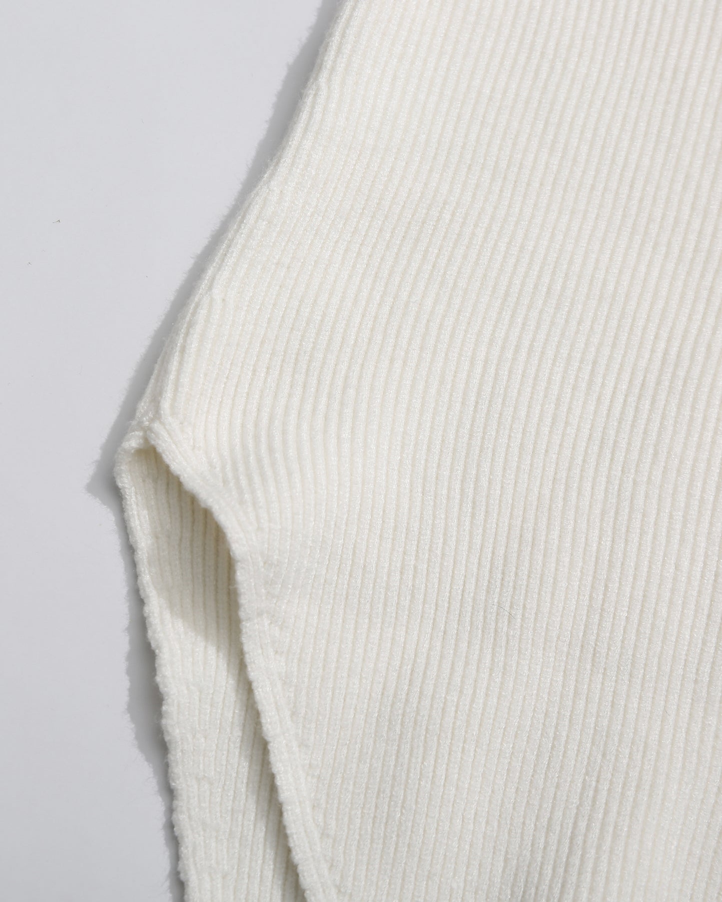 White Knitting Sweater with Gold Keyhole Accent