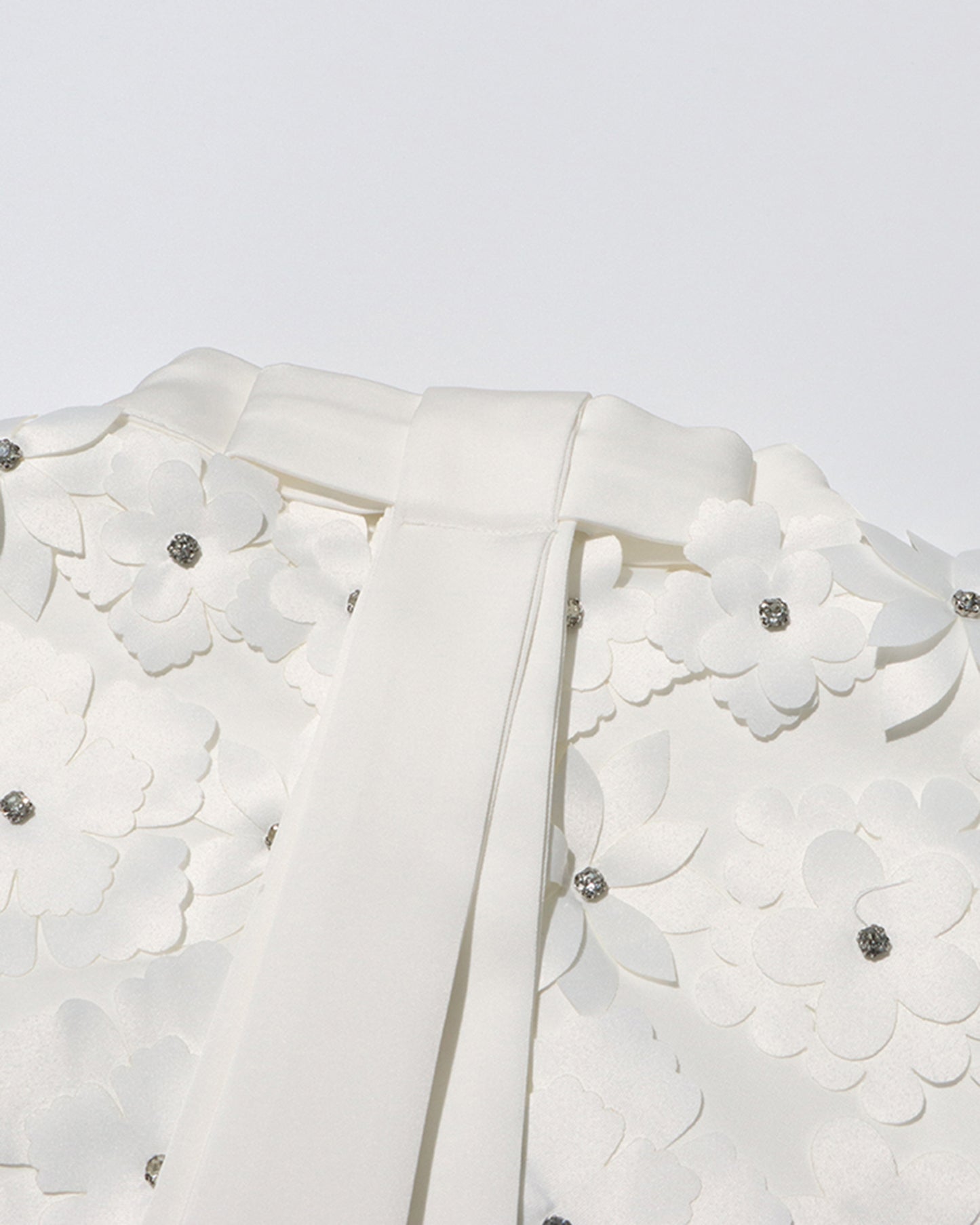 White Sleeveless Dress with 3D Floral Embellishments