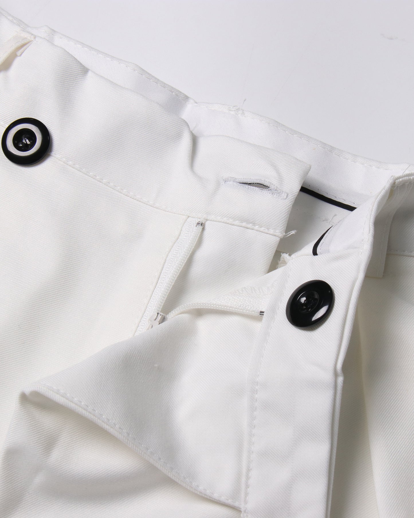 White Wide-Leg Pants with Asymmetrical Waist Flap