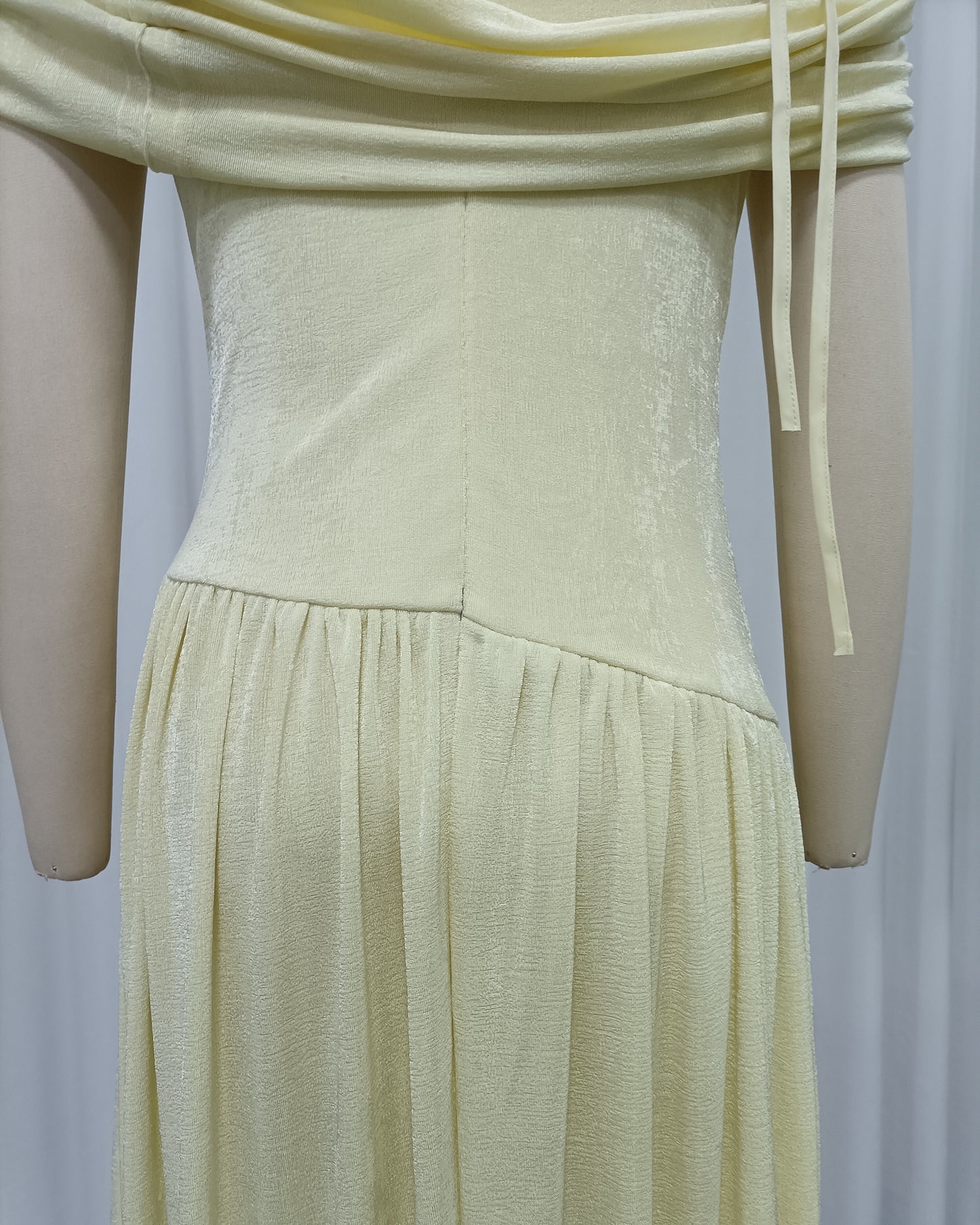 Yellow Asymmetric Draped Maxi Dress