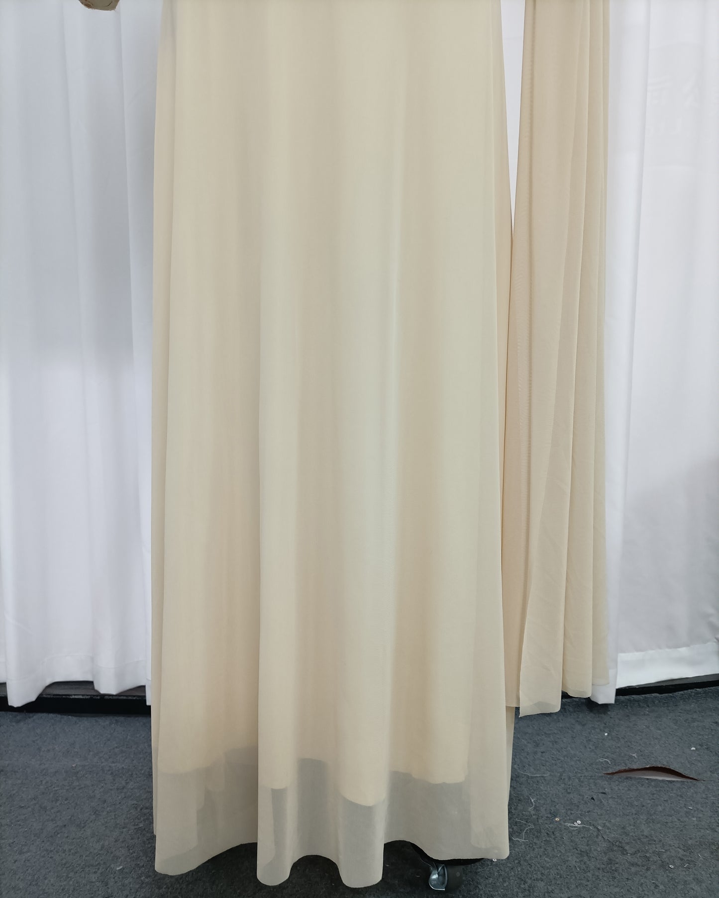 Yellow One Shoulder Draped Mesh Floor Maxi Dress