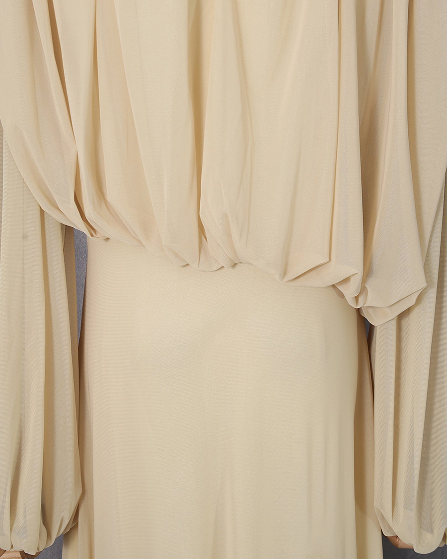 Yellow Sheer Sleeve Pleated Maxi Dress