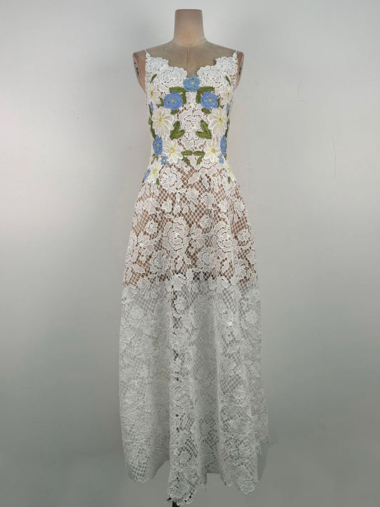 Elegant Lace Up Long Dress