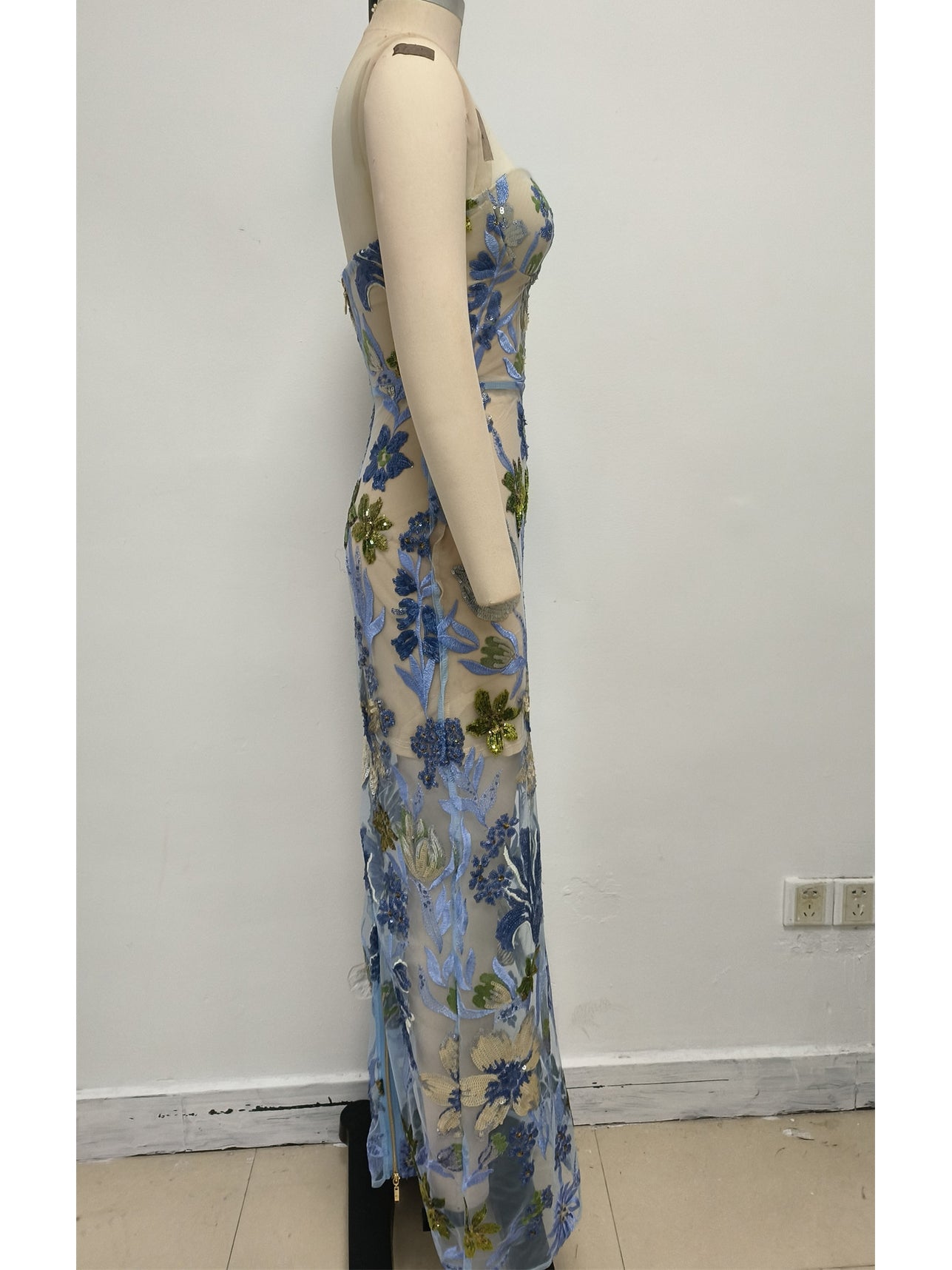 Patchwork One Line Long Dress