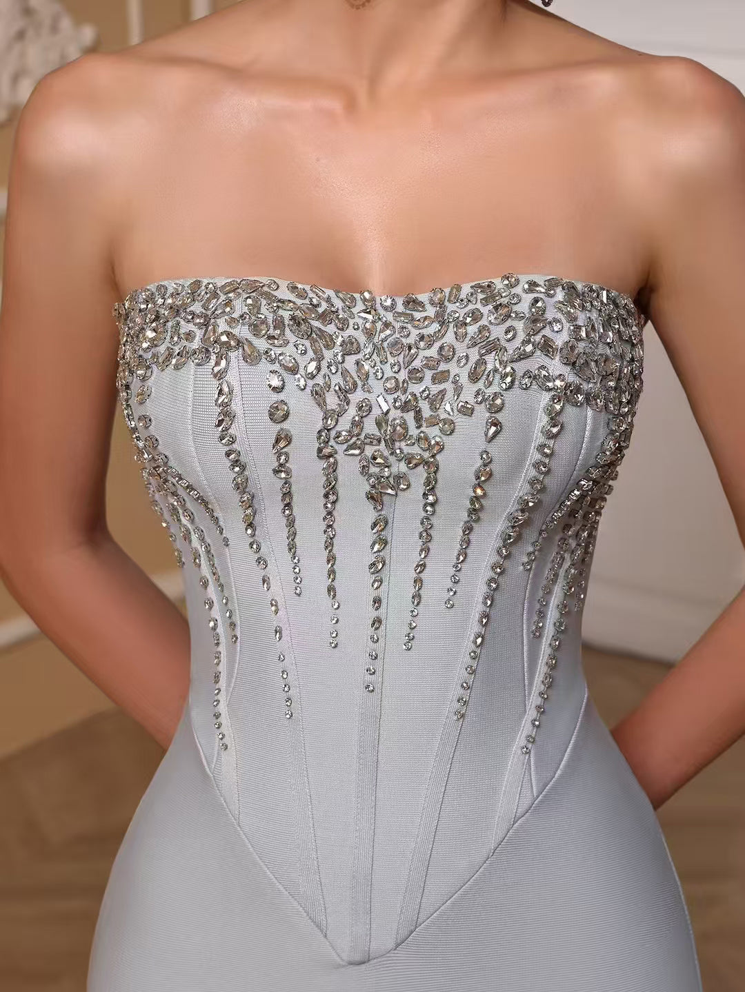 Elegant Patchwork Diamonds Long Dress