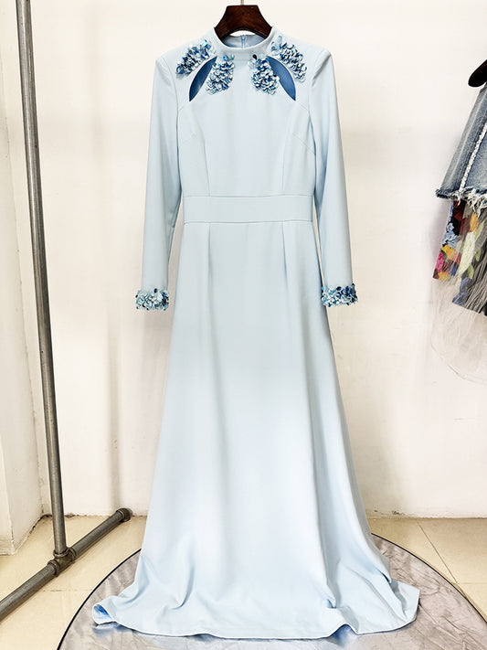 Patchwork Sequins Solid Long Dress