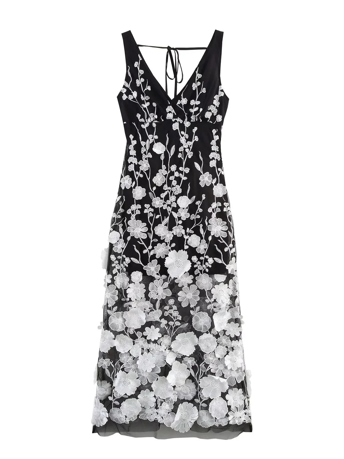 Hit Color V-neck Sleeveless Long Dress