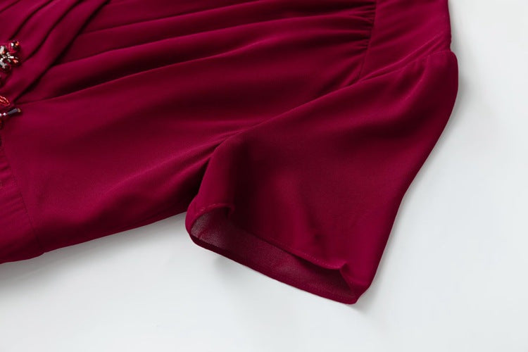 Elegant V-neck Patchwork Long Dress