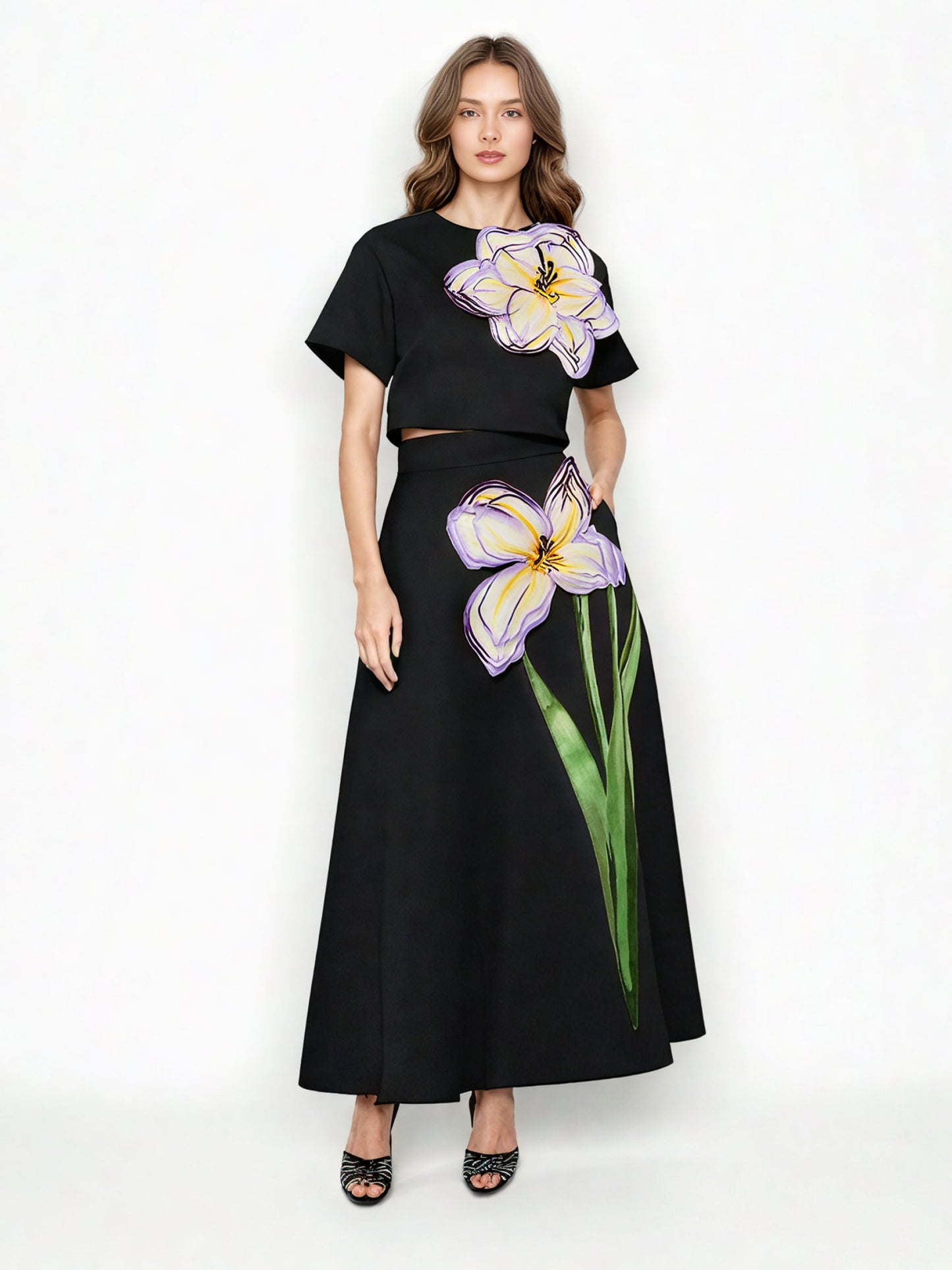 Casual Print Solid Two Piece Set - SISPELL