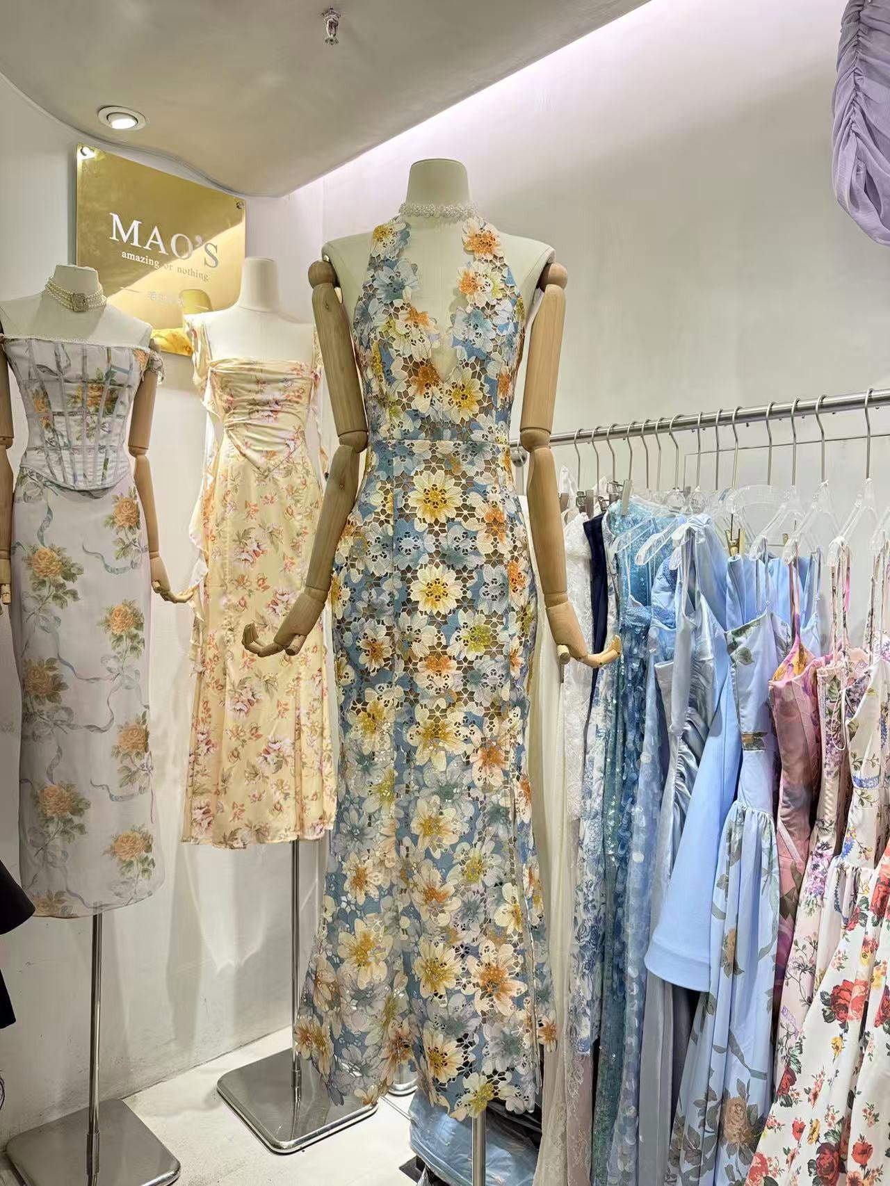 V-neck Side Split Long Dress